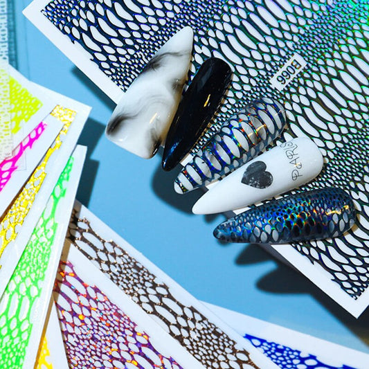 Yellow Animal Snake Skin Nail Sticker