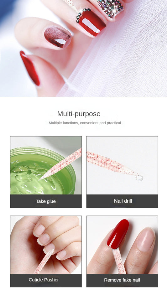 Reusable Double-head Crystal Cuticle Pusher Cuticle Removal Tool