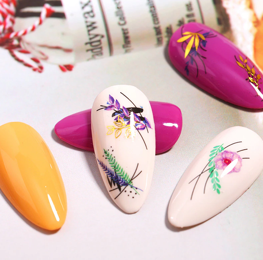 Geometric Leaves Flower Abstract Nail Art Sticker