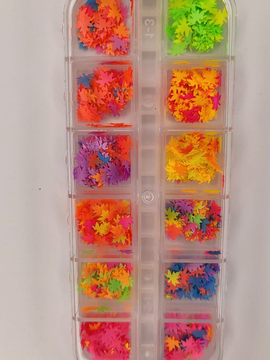 Neon Maple Leaves Sequin Tray