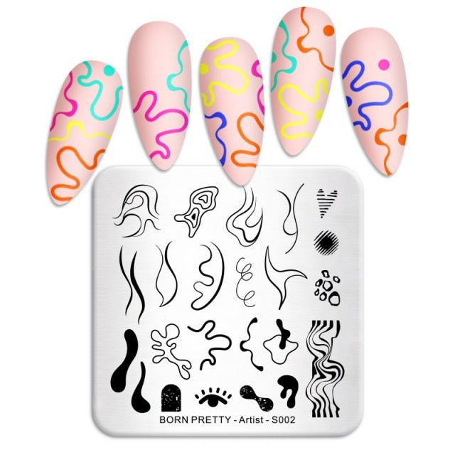 Twirl Lines Abstract Born Pretty Stamping Plate S002