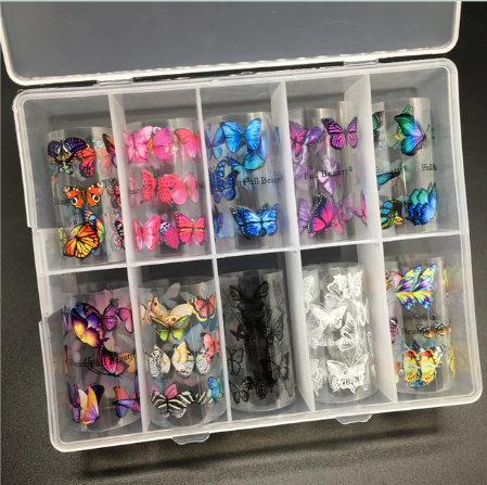 Butterfly Flower Nail Art Foil Set Box