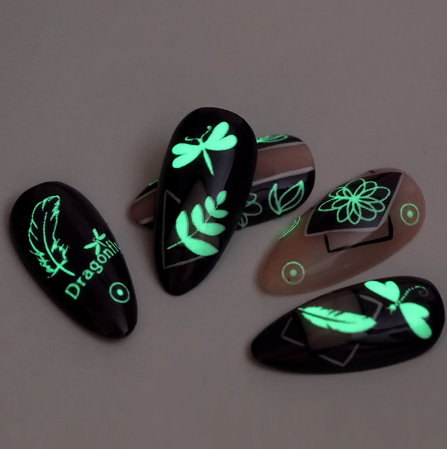 Glow in the dark Flower Leaf Nail Sticker