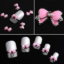 PB01 -Pink Bow Rhinestones Charms Nail Art Decoration