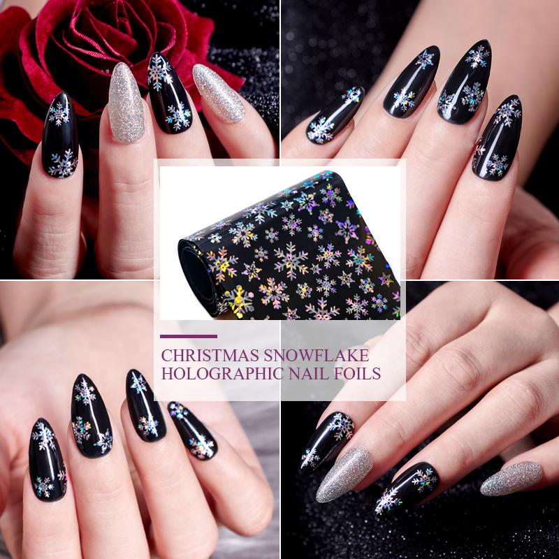 Black Silver Christmas Nail Art Foil Set Box