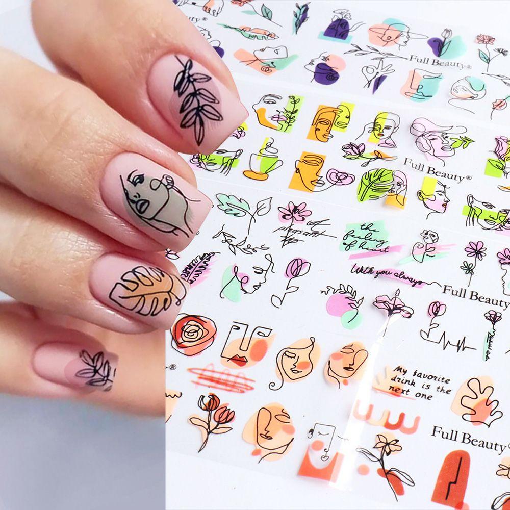 Abstract Faces Floral Foil Nail Transfer
