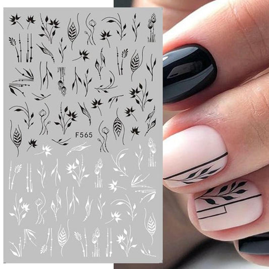 Flower Ink Modern Nail Sticker