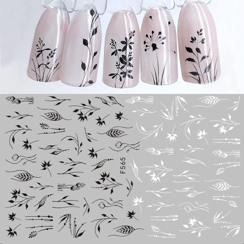 Flower Ink Modern Nail Sticker