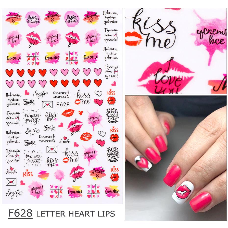 Lips Love Lips Heart Ink Modern Nail Sticker