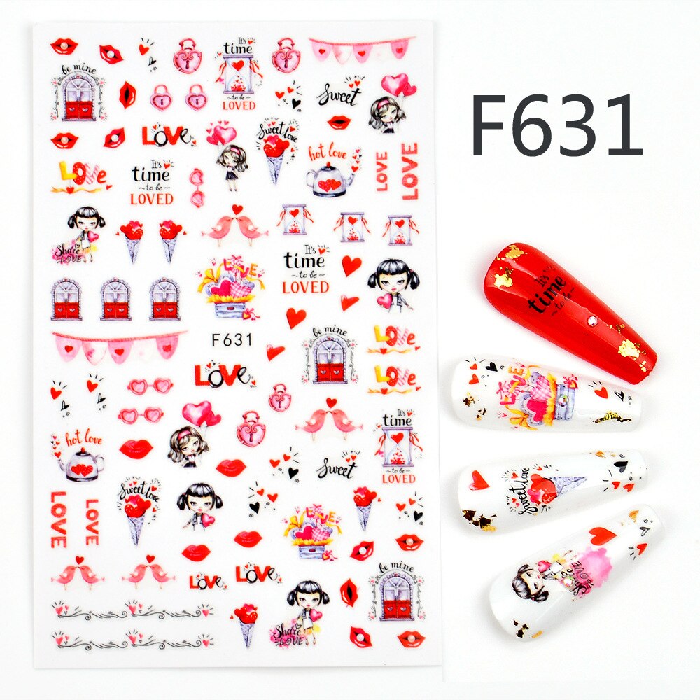Lips Rose Fashion Love Nail Sticker