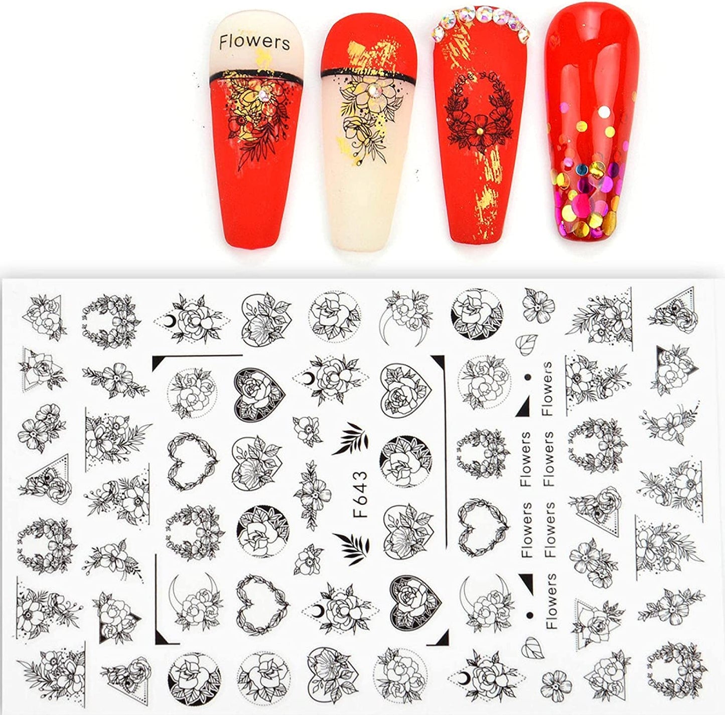 Leaves Flower Abstract Art Nail Sticker