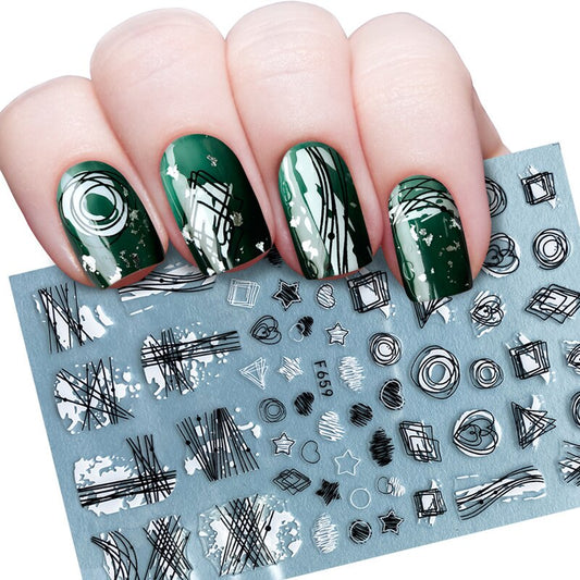 Leaves Flower Abstract Art Nail Sticker