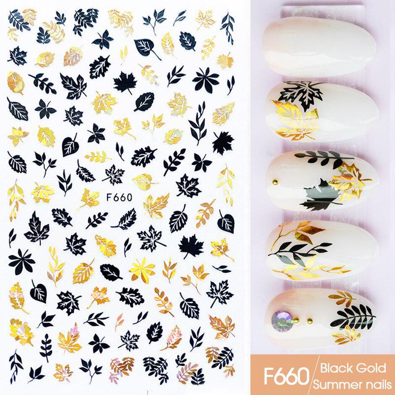 Leaves Flower Abstract Art Nail Sticker