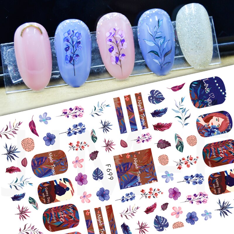 Leaves Flower Abstract Faces Art Nail Sticker