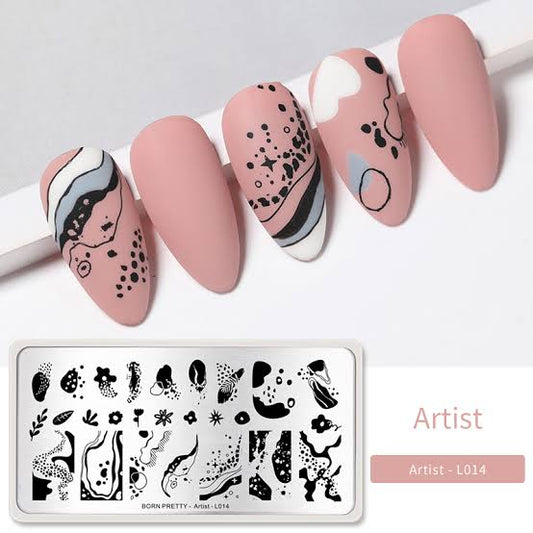 Abstract Leaves Geometric Born Pretty Stamping Plate - Artist L014