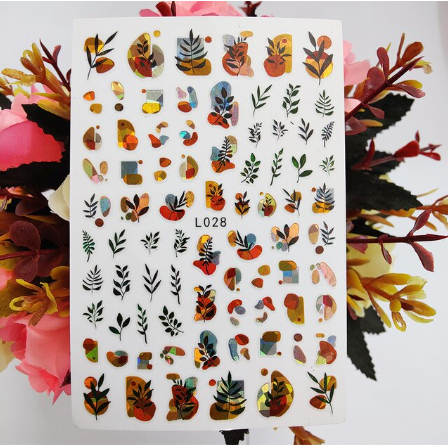 Flower Abstract Holographic Color Nail Art Sticker