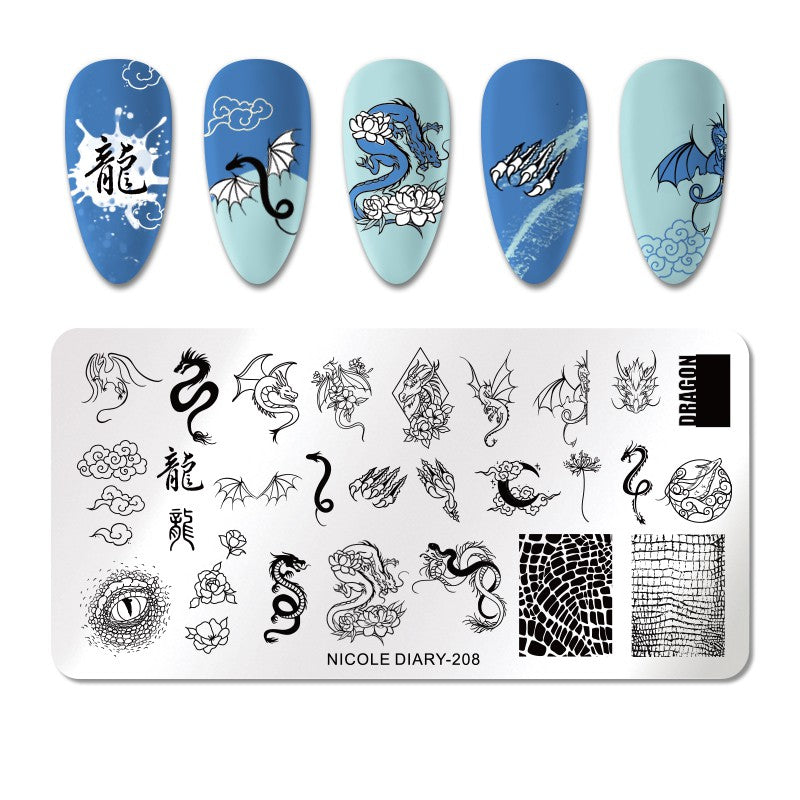 Nicole Diary Abstract Dragon Stamping Plate ND208