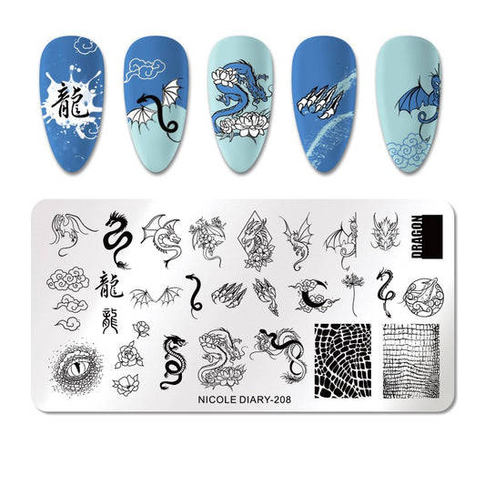 Nicole Diary Abstract Dragon Stamping Plate ND208