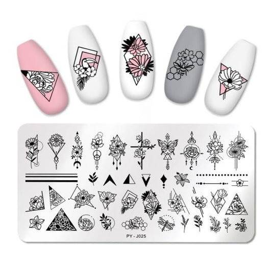 PYJ025 Abstract Geometric Flower Butterfly Stamping Plate