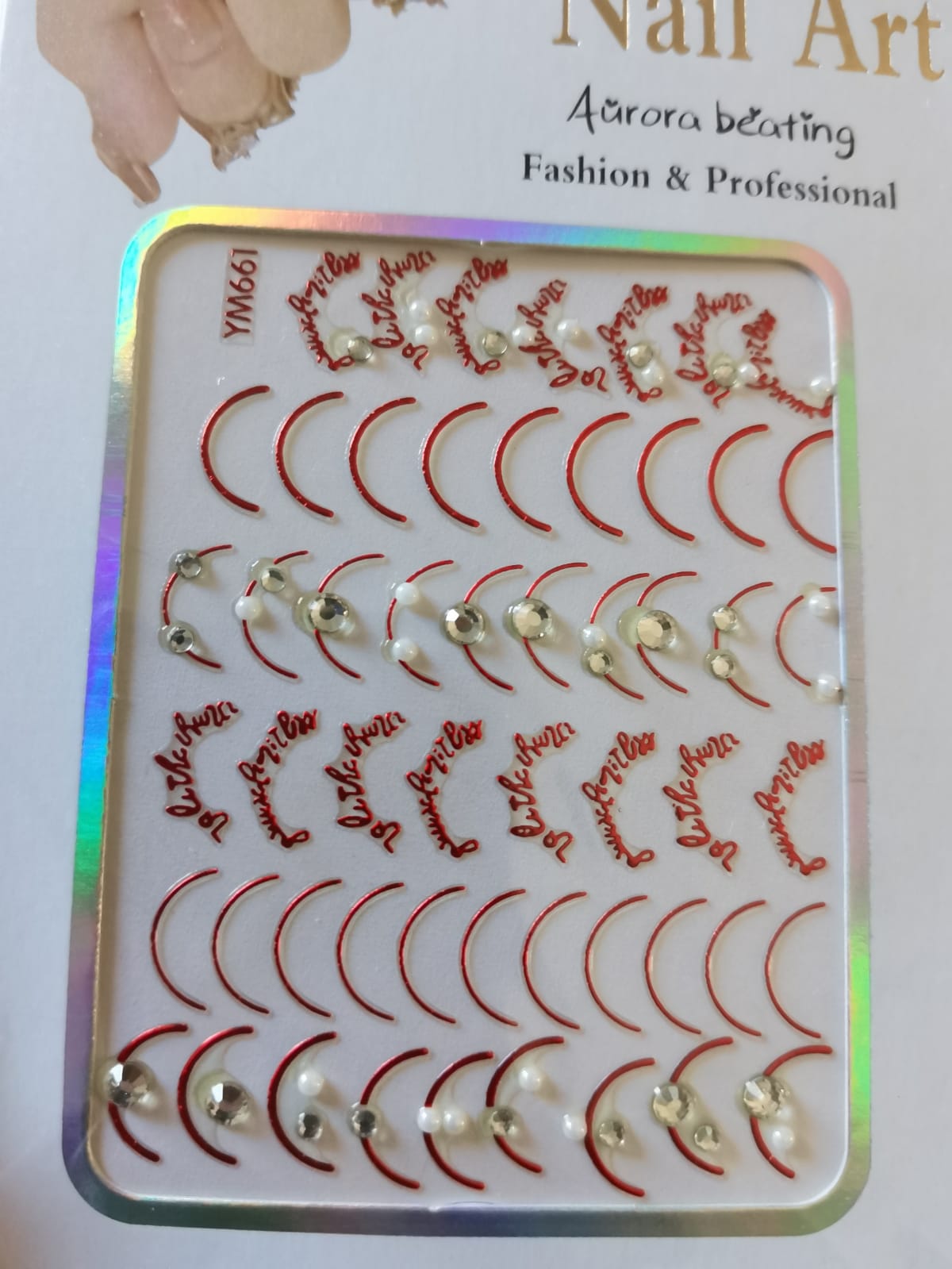 Curve Nail Sticker Red