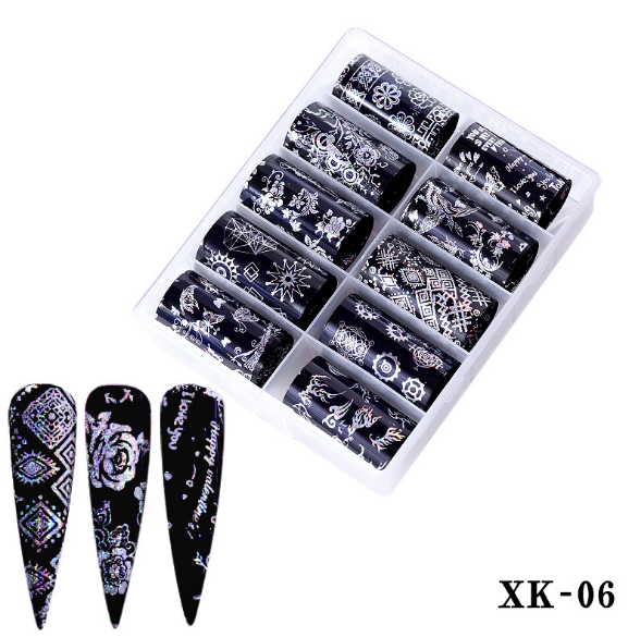 Black Silver Nail Art Foil Set Box