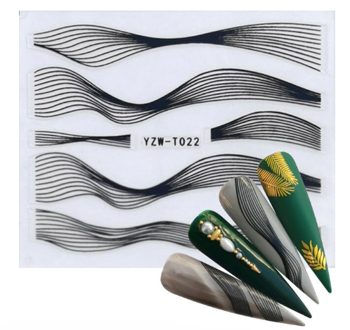 Waves Geometric Lines Dots Abstract Nail Art Sticker