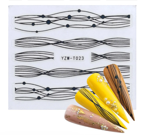 Waves Geometric Lines Dots Abstract Nail Art Sticker