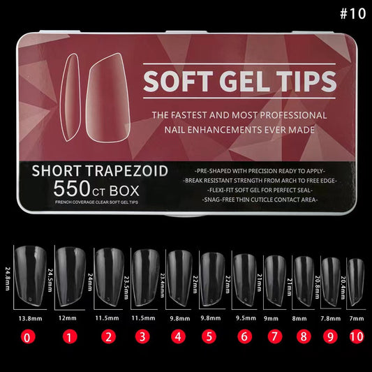 Soft Gel Tips -  Short Trapezoid 550pcs