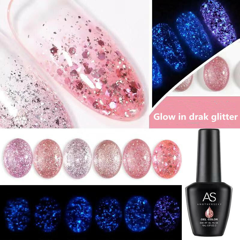 AS Glow in dark Glitter Gel Polish Set