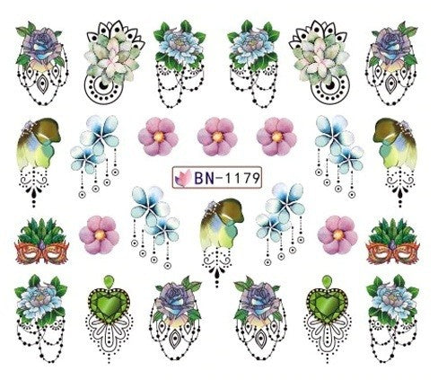 Lace Geometric Floral Nail Art Decal