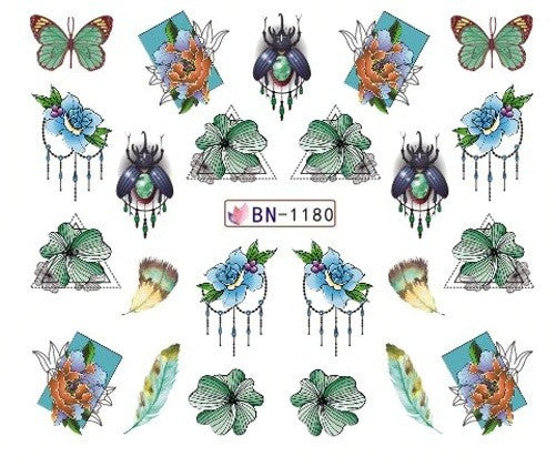 Lace Geometric Floral Nail Art Decal