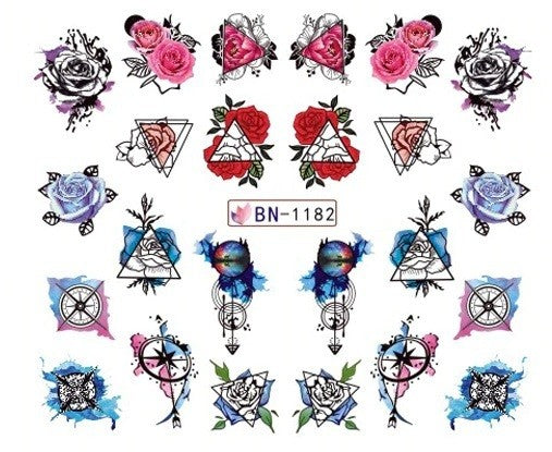 Lace Geometric Floral Nail Art Decal