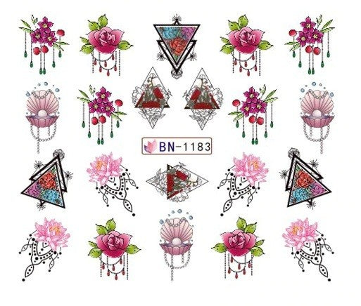 Lace Geometric Floral Nail Art Decal