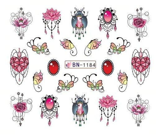 Lace Geometric Floral Nail Art Decal