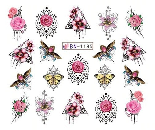 Lace Geometric Floral Nail Art Decal