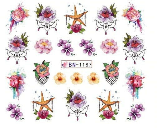 Lace Geometric Floral Nail Art Decal