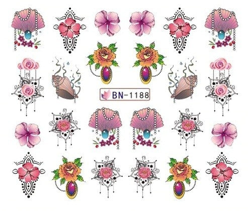 Lace Geometric Floral Nail Art Decal