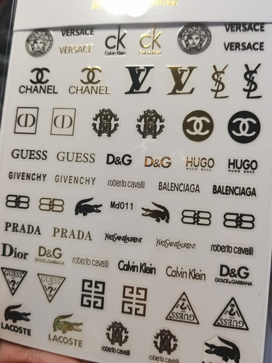 Fashion Design Brand Text Geometric Nail Sticker MD11
