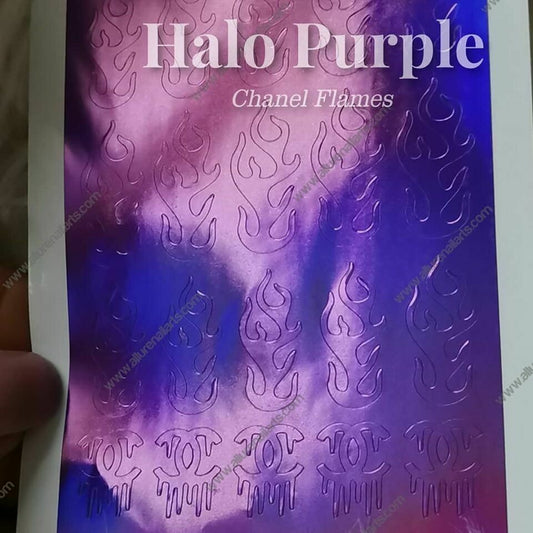 Holographic Flame fashion sticker - purple