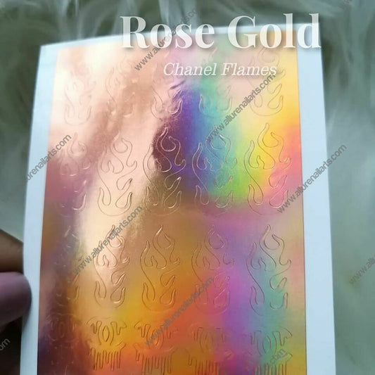 Holographic Flame fashion sticker -Rose Gold