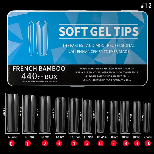 Soft Gel Tips -  French Bamboo 440pcs