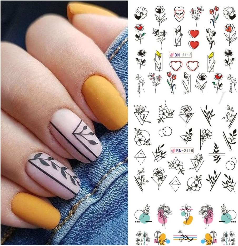 Flower Geometric Nail Decal BN2113-2124