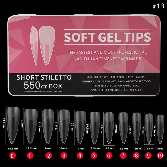 Soft Gel Tips - Short Stiletto -550pcs