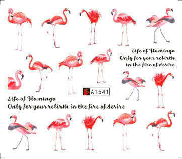 Flamingo Tropical Flower Nail Water Transfer Decal