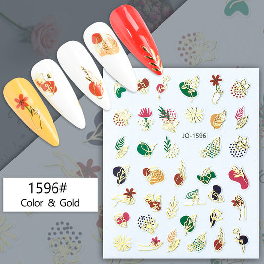 Flower Gold Art Nail Art Sticker JQ1596