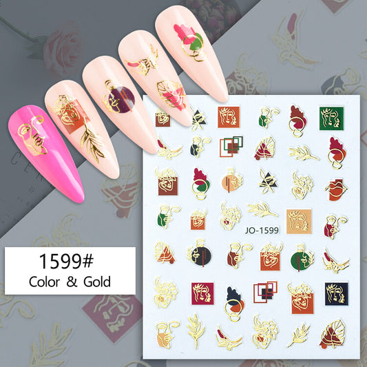 Flower Gold Art Nail Art Sticker JQ1599