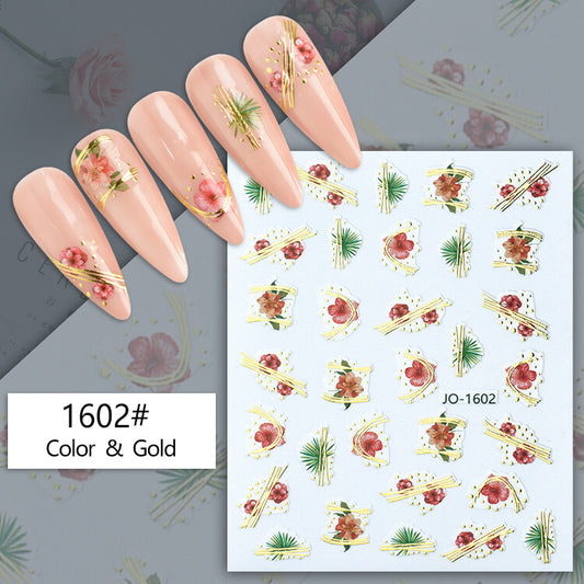Flower Gold Art Nail Art Sticker JQ1602