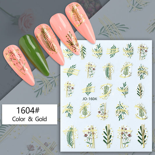 Flower Gold Art Nail Art Sticker JQ1604