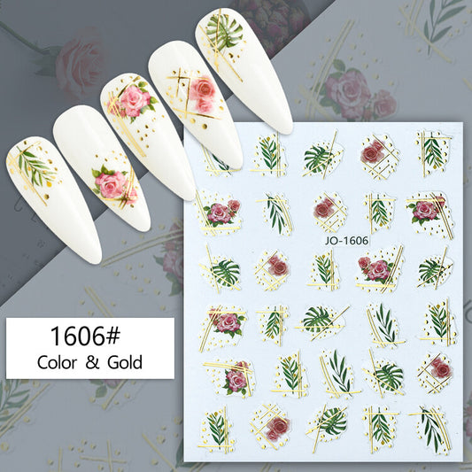 Flower Gold Art Nail Art Sticker JQ1606