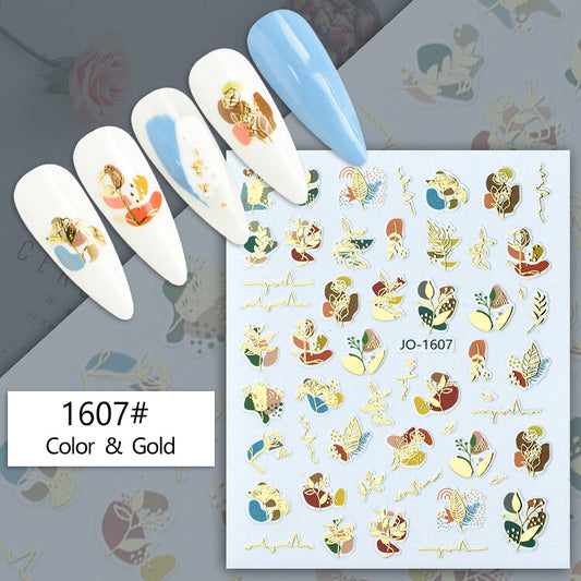 Flower Gold Art Nail Art Sticker JQ1607
